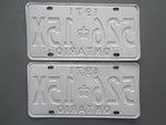 1971 YOM Clear Ontario License Plates