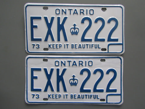1973 YOM Clear Ontario License Plates
