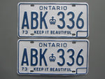 1973 YOM Clear Ontario License Plates