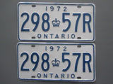 1972 YOM Clear Ontario License Plates