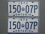 1972 YOM Clear Ontario License Plates