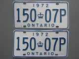 1972 YOM Clear Ontario License Plates