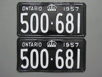 1957 YOM Clear Ontario License Plates