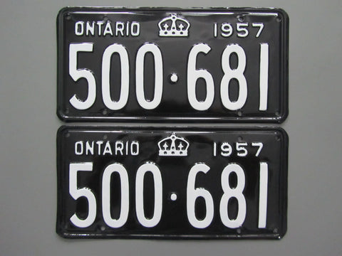 1957 YOM Clear Ontario License Plates