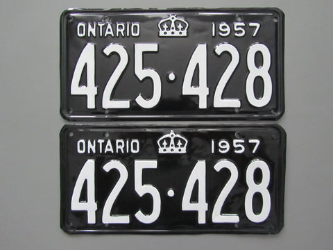 1957 YOM Clear Ontario License Plates
