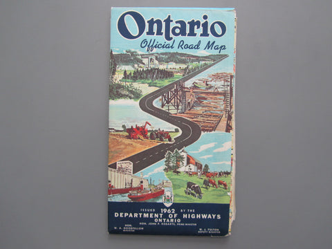 1962 Ontario Official Government Road Map