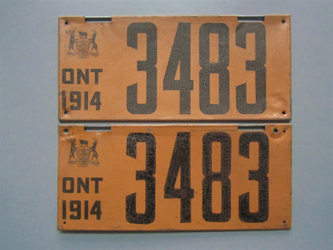 1914 YOM Clear Ontario License Plates
