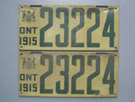 1915 YOM Clear Ontario License Plates