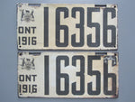 1916 YOM Clear Ontario License Plates