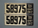 1917 YOM Clear Ontario License Plates