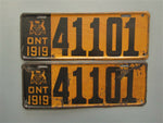 1919 YOM Clear Ontario License Plates