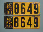 1919 YOM Clear Ontario License Plates