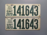 1920 YOM Clear Ontario License Plates