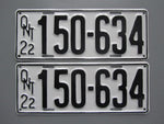 1922 YOM Clear Ontario License Plates