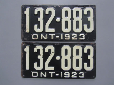 1923 YOM Clear Ontario License Plates