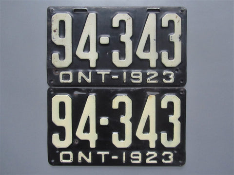 1923 YOM Clear Ontario License Plates