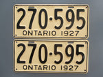 1927 YOM Clear Ontario License Plates