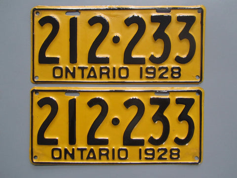 1928 YOM Clear Ontario License Plates