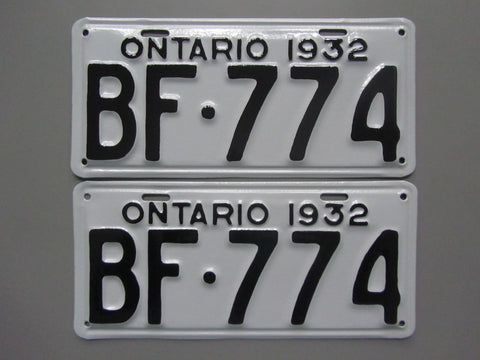 1932 YOM Clear Ontario License Plates