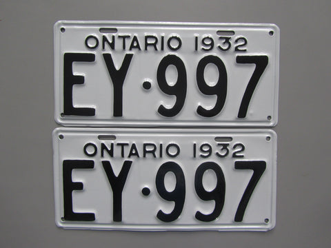 1932 YOM Clear Ontario License Plates
