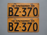 1935 YOM Clear Ontario License Plates