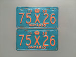 1938 YOM Clear Ontario License Plates