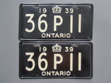 1939 YOM Clear Ontario License Plates