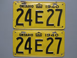 1940 YOM Clear Ontario License Plates