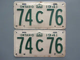 1941 YOM Clear Ontario License Plates