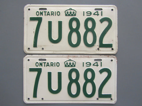 1941 YOM Clear Ontario License Plates