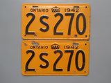 1942 YOM Clear Ontario License Plates