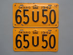 1942 YOM Clear Ontario License Plates