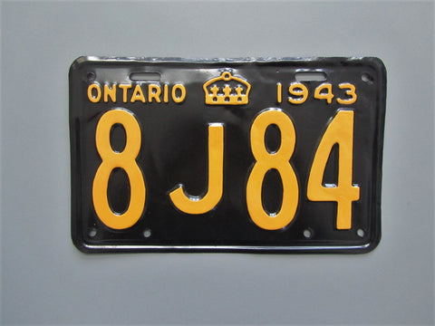 1943 YOM Clear Ontario License Plate