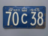 1945 YOM Clear Ontario License Plate