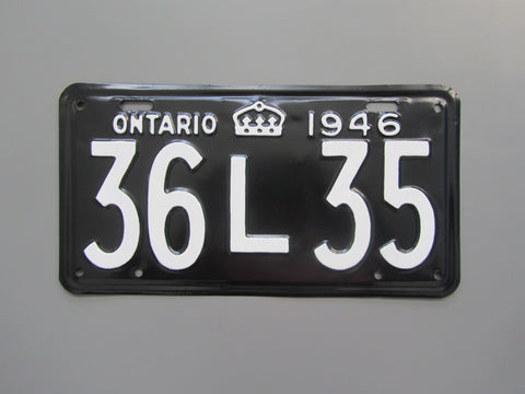1946 YOM Clear Ontario License Plate