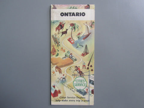 1947 Ontario Road Map - Cities Service