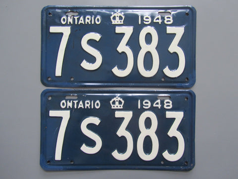 1948 YOM Clear Ontario License Plates