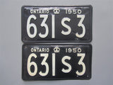 1950 YOM Clear Ontario License Plates
