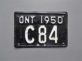 1950 YOM Clear Ontario Motorcycle License Plate