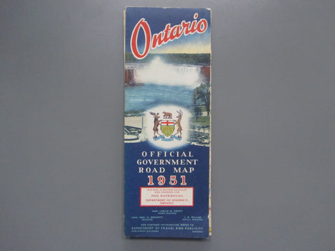 1951 Ontario Official Government Road Map