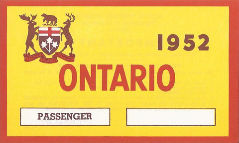 1952 YOM Clear Ontario License Plates
