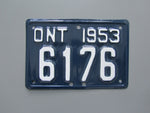 1953 YOM Clear Ontario Motorcycle License Plate