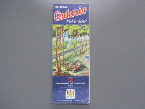1954 Ontario Official Government Road Map