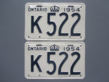 1954 YOM Clear Ontario License Plates