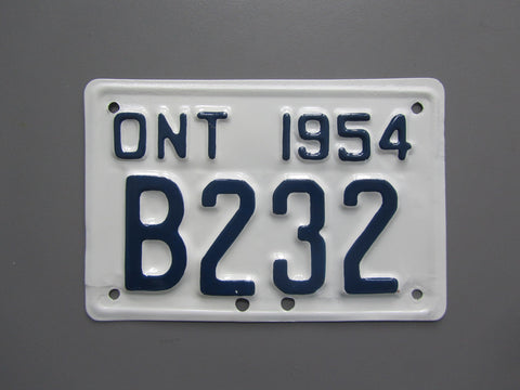 1954 YOM Clear Ontario Motorcycle License Plate