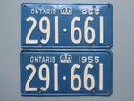1955 YOM Clear Ontario License Plates