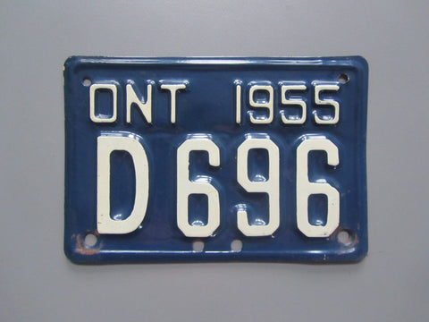 1955 YOM Clear Ontario Motorcycle License Plate