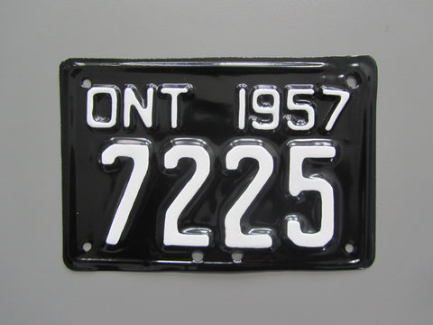 1957 YOM Clear Ontario Motorcycle License Plate