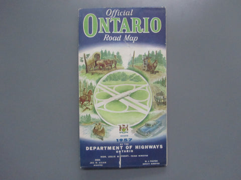 1957 Ontario Official Government Road Map