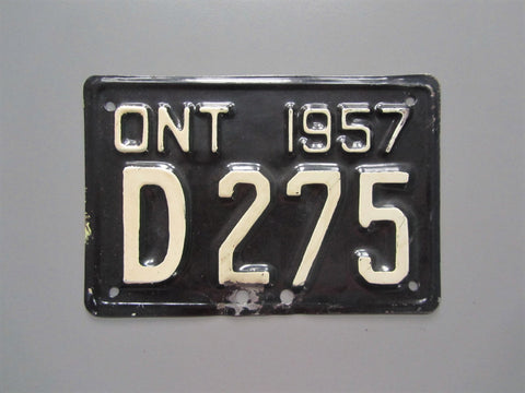 1957 YOM Clear Ontario Motorcycle License Plate